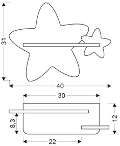 Aplică LED cu raft pentru copii STAR LED/5W/230V