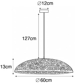 Lampă suspendată orientală neagră cu auriu 60 cm - Japke