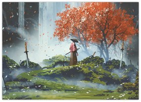 Tablou pe sticlă - Ilustrație a Grădinii de săbii (70x50 cm)