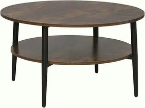 Masuta cafea ELLA A, maro rustic/negru mat, PAL/metal, 80x45 cm