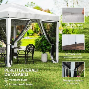 Outsunny Foisor Pliabil cu 6 Perdele Plasa de Tantari, Foisor de Gradina cu Structura din Otel, 585x295x270cm, Alb Crem | AOSOM RO