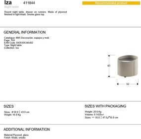 Noptiera rotunda cu sertar Iza khaki