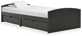 322158 vidaXL Cadru de pat cu 2 sertare, gri, 90x200 cm, lemn masiv pin