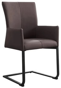 Scaun cu brate, Metal, Piele Naturala, Gri Taupe, SAMSON A-45175 VC