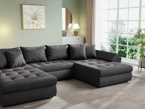 Colțar extensibil dumonde cu ladă de depozitare si sezut confortabil din spuma high-density, Loana U Enjoy Grafit 355x185 cm