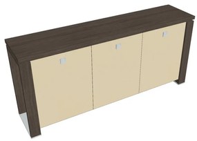 Dulap mic Verno+ 200 x 46 x 90 cm, uși de sticlă, stejar antracit / vanilie