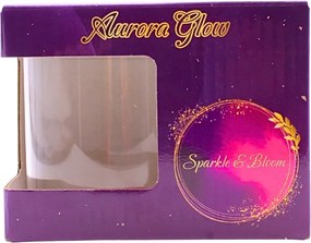 Cană cu model 3D steluță roz, pereți dubli, sticlă borosilicată și inserție de sclipici, 300 ml, Aurora Glow