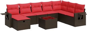 vidaXL Set canapele de grădină cu perne, 9 piese, maro, poliratan