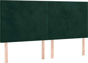 vidaXL Tăblie de pat verde închis 200x5x118/128 cm catifea