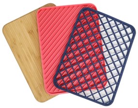 Set tocator cu suport si grilaTrebonn Trilogy 1120108, 34,5x24 cm, 3 piese, Fund antiderapant, Multicolor
