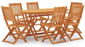 3087155 vidaXL Set mobilier de exterior pliabil, 7 piese, lemn masiv eucalipt