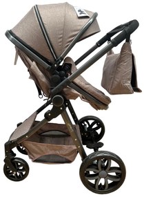 Carucior 2 in 1 cu cos de cumparaturi, transformabil, ușor și practic pentru copii 0-36 luni - CPC-34-crem
