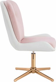 HR690CROSS Scaun Velvet&amp;soft Piele Pu Roz Pudră/Alb Bază Aurie