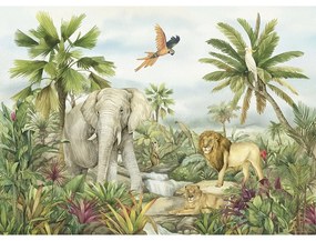 Tapet foto pentru copii Jungla colorată 252 x 182cm, 4 părți