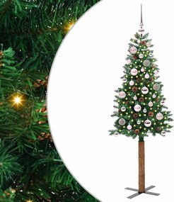 vidaXL Brad de Crăciun subțire Verde 150 cm PVC și lemn de PIN masiv