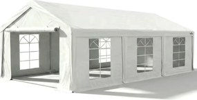 Cort de grădină pentru petreceri 5x6 m PVC (500 g/m²) – Alb, complet cu pereți laterali -  -