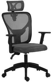 Vinsetto Scaun de Birou cu Inaltime Reglabila, 66x61x106-116cm, Gri Închis | Aosom Romania