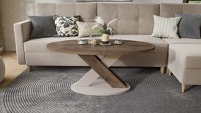 Mazzoni Măsuță de cafea ovală LOXA Nuc Elegant / Bej Taupe - MĂSUȚĂ DE CAFEA 120x65 cm