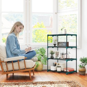 Outsunny Suport Vertical pentru Plante cu 4 Niveluri din Oțel și Plastic, Suport pentru Ghivece de Interior și Exterior, Grădină, Balcon, 67x49x105 cm, Verde Închis | Aosom Romania