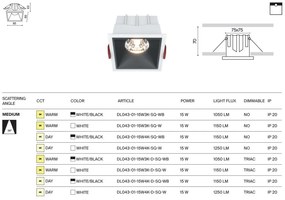 Spot LED incastrabil design tehnic Alpha alb, 8,5x8,5cm, 4000K
