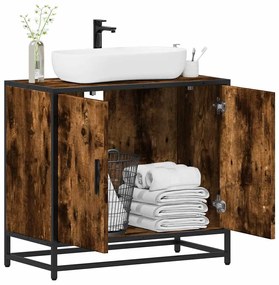 vidaXL Dulap pentru chiuvetă de baie stejar afumat 65x33x60 cm lemn
