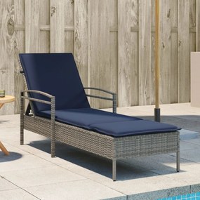 vidaXL Șezlong cu pernă gri 63x200x81 cm, poliratan (doar SUA)
