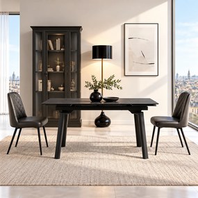 Masă ceramică Sonic BLACK, 140 cm/80 cm și 2 extensii 30 cm