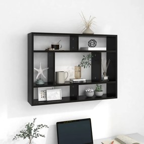 vidaXL Raft de perete, negru, 75x16x55 cm, lemn prelucrat