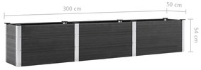 Strat inaltat de gradina, gri, 300x50x54 cm, WPC 300 x 50 x 54 cm, 1, 1