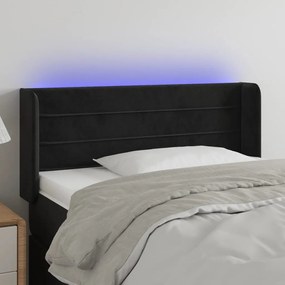3123414 vidaXL Tăblie de pat cu LED, negru, 93x16x78/88 cm, catifea