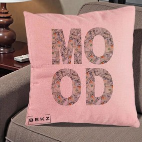 Perna Decorativa MOOD Money Grafic Urban, 40x40 cm, Roz, Husa Detasabila, Perna Inclusa, BEKZ®
