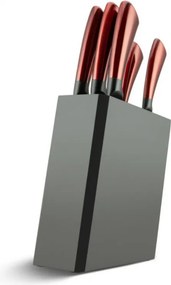 Set de cutite Edenberg EB-936, 5 piese, Otel carbon, Suport, Rosu