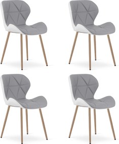 Scaun de dining MANGO din piele ecologica, gri-alb