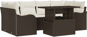 vidaXL Set de canapele pentru grădină cu pernă 7 pcs Maro Rattan poli