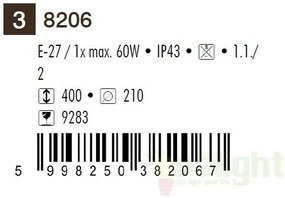Stalp exterior H-40cm, IP43, negru Velence 8206 RX