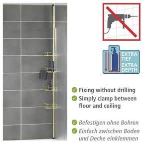 Raft pentru baie auriu de colț telescopic din oțel inoxidabil Dolcedo – Wenko