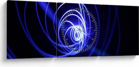 Tablou cu spirale albastre (cu ceas) (90x30 cm)