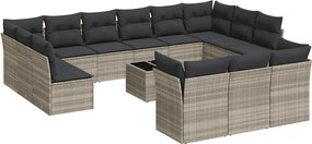 vidaXL Set mobilier de grădină cu perne,14 piesegri deschis, poliratan