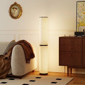 HOMCOM Lampă de Podea cu Telecomandă și Reglaj Temperatură 3000-6000K, Abajur din Material Textil, Ø20x135 cm, Bej | Aosom Romania