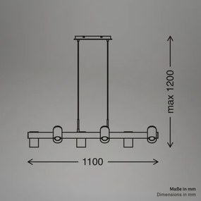 Briloner 4059065 - Lustră pe cablu ERA 6xGU10/10W/230V negru