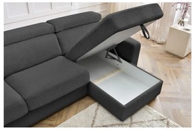 Colțar gri închis extensibil cu tapițerie din catifea reiată (cu colț variabil) Monaco – Bobochic Paris