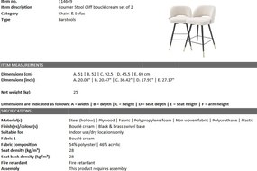 Set de 2 scaune de bar design modern Cliff, H-92,5cm crem 114649 HZ