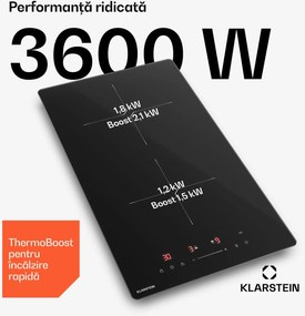 Klarstein Plită cu inducție PowerGlide | Modernă, compactă și puternică | 2 zone de gătit | 3500 W | 30 cm