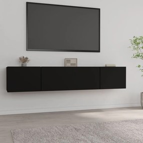 804536 vidaXL Comode TV, 2 buc., negru, 80x30x30 cm, lemn compozit