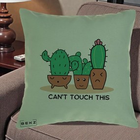 Perna Decorativa Cactus Funny Can't Touch This, 40x40 cm, Verde, Husa Detasabila, Perna Inclusa, BEKZ®