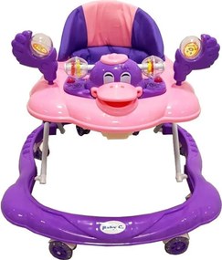 Premergator reglabil in 3 trepte NOVOKIDS™ Baby C, cu melodii, roti silentioase din silicon, Ratusca, Pliabil, Mov