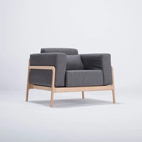 Fotoliu din lemn de stejar Gazzda Fawn, gri închis