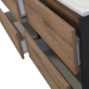 Mobilier de baie Porto 120 cu bază și lavoar în culoarea stejarului rustic antracit