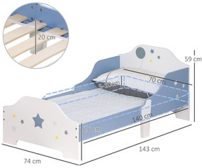 HOMCOM Pat Copii cu Protecții Laterale Siguranță, pentru +3 Ani, 143x74x59cm | Aosom Romania