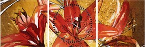 Tablou cu flori de crini (cu ceas) (90x30 cm)
